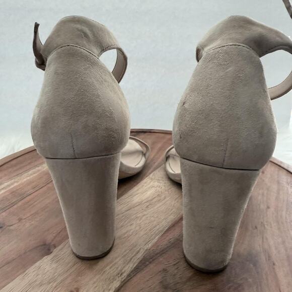 Aldo Shoes Womens Size 10 Block Heel Sandal Beige Suede Ankle Strap Dressy - Picture 5 of 13